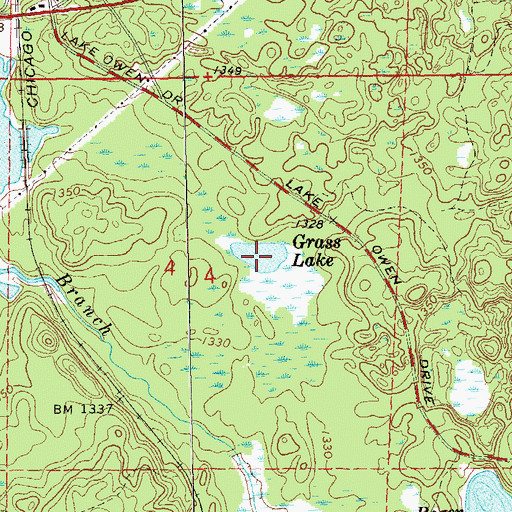 Topographic Map of Grass Lake, WI