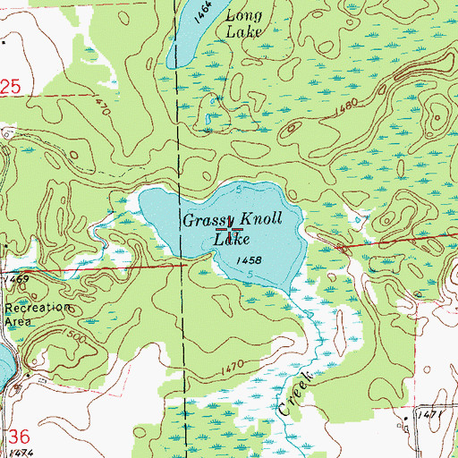 Topographic Map of Grassy Knoll Lake, WI