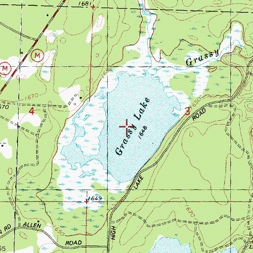 Topographic Map of Grassy Lake, WI