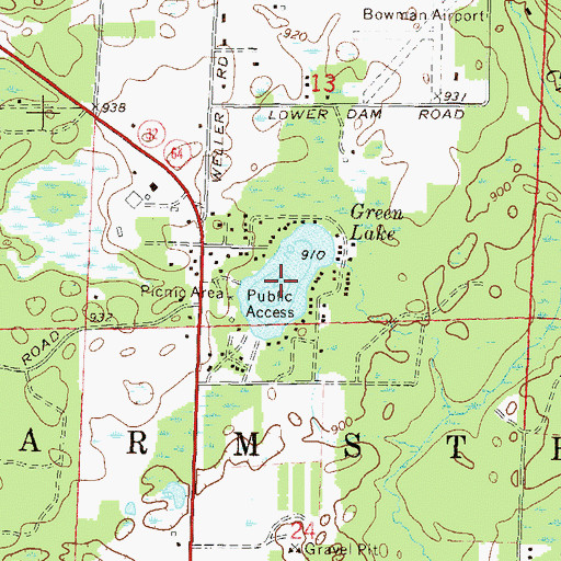Topographic Map of Green Lake, WI