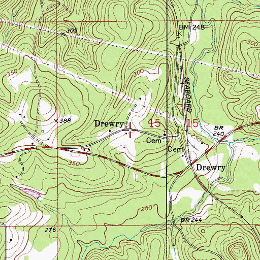 Topographic Map of Drewry, AL
