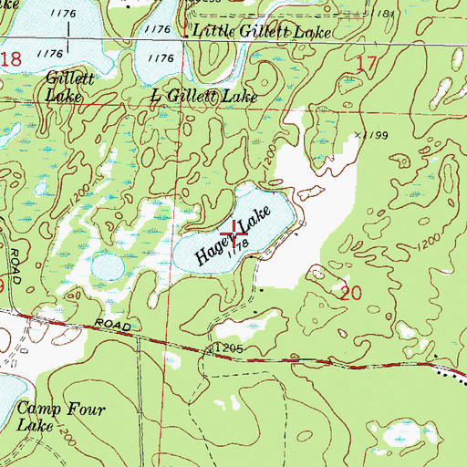 Topographic Map of Hagen Lake, WI