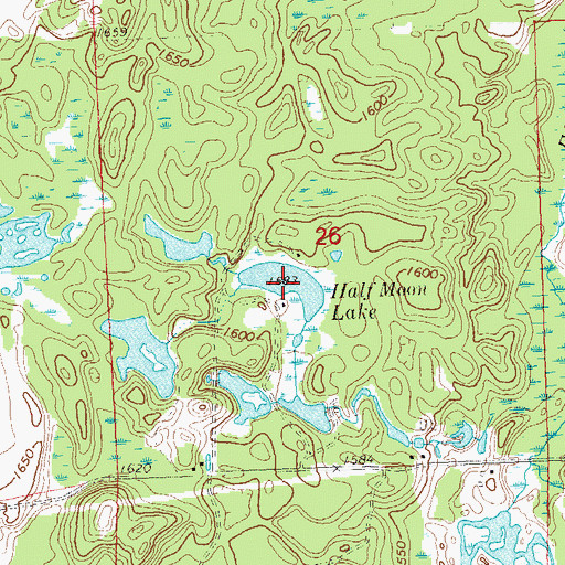 Topographic Map of Half Moon Lake, WI