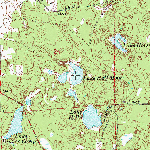 Topographic Map of Lake Half Moon, WI