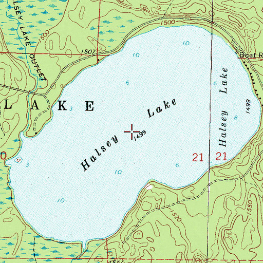 Topographic Map of Halsey Lake, WI
