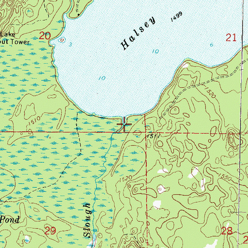 Topographic Map of Halsey Lake Slough, WI
