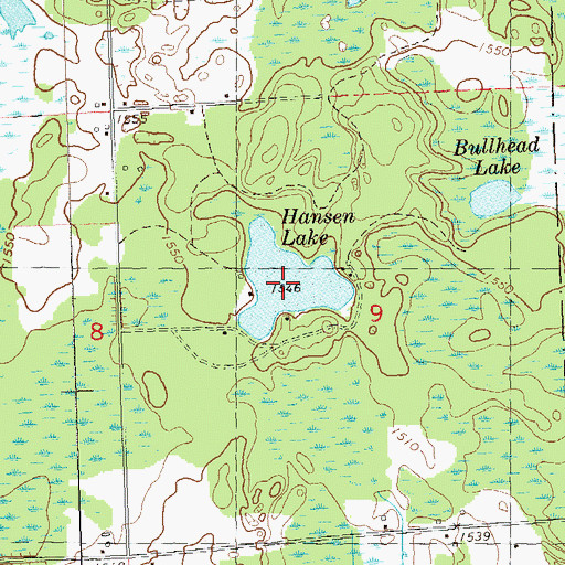 Topographic Map of Hansen Lake, WI