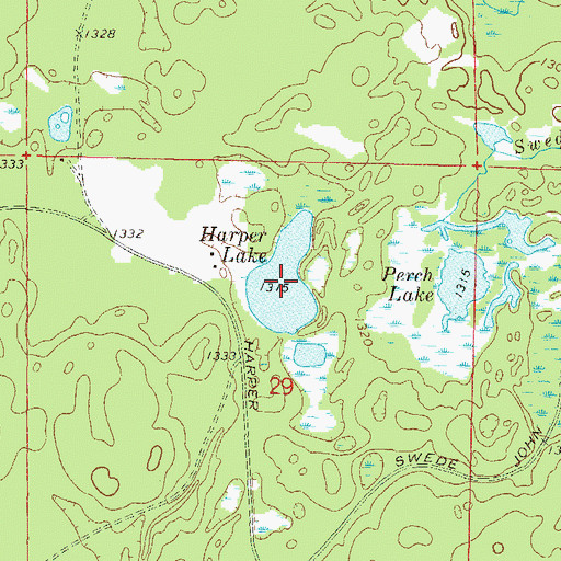 Topographic Map of Harper Lake, WI