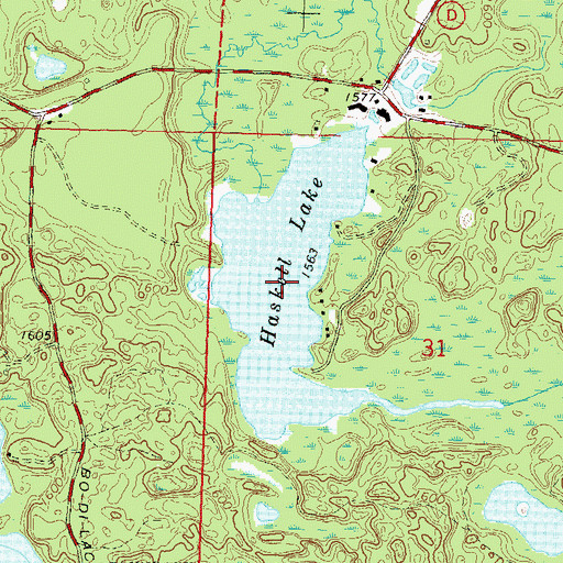 Topographic Map of Haskell Lake, WI