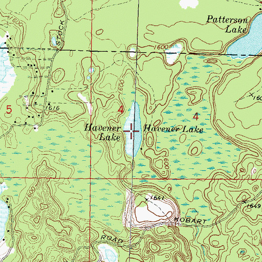 Topographic Map of Havener Lake, WI