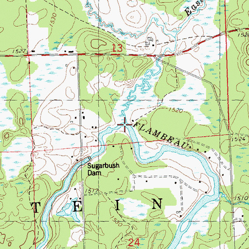 Topographic Map of Hay Creek, WI