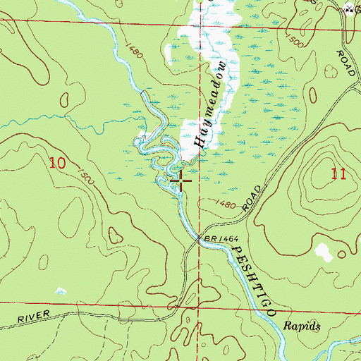 Topographic Map of Haymeadow Creek, WI