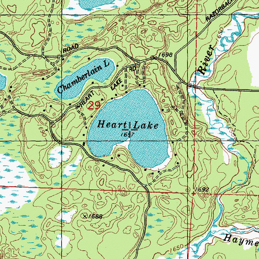 Topographic Map of Heart Lake, WI