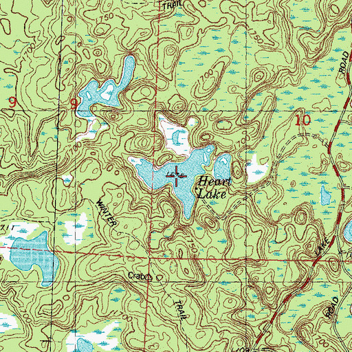 Topographic Map of Heart Lake, WI