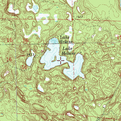 Topographic Map of Lake Helane, WI