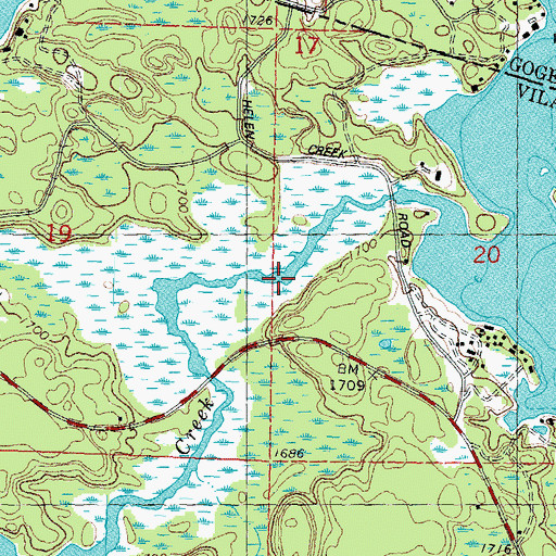 Topographic Map of Helen Creek, WI