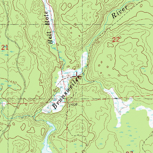 Topographic Map of Hell Hole Creek, WI