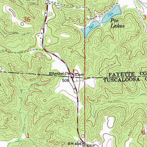 Topographic Map of El Bethel United Methodist Church, AL