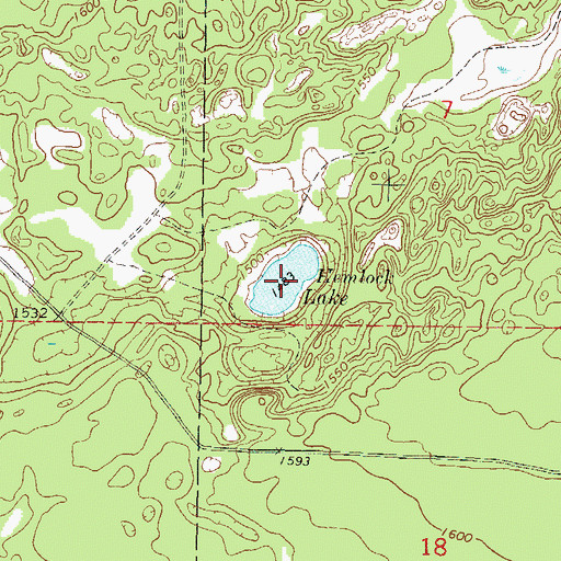 Topographic Map of Hemlock Lake, WI