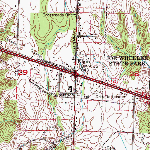 Topographic Map of Elgin, AL
