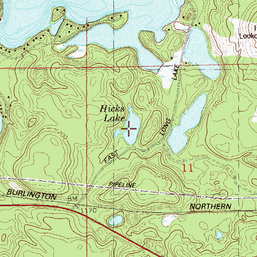 Topographic Map of Hicks Lake, WI