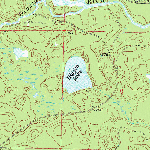 Topographic Map of Hidden Lake, WI