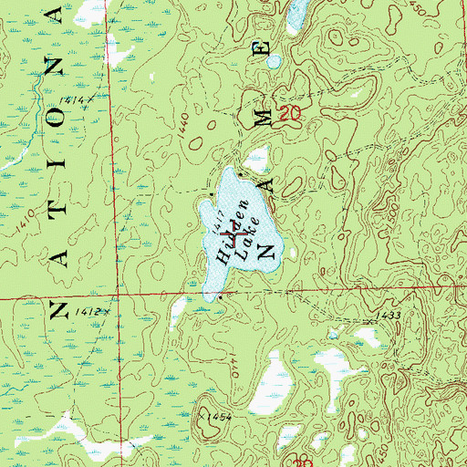 Topographic Map of Hidden Lake, WI