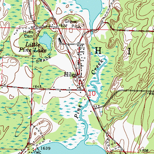 Topographic Map of Hiles, WI