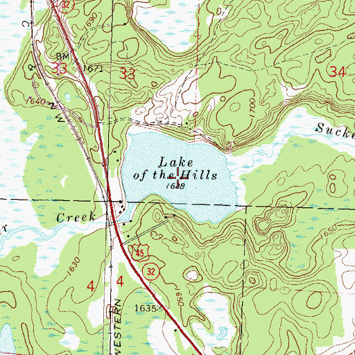 Topographic Map of Lake of the Hills, WI