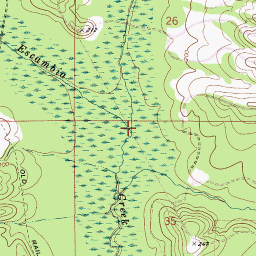 Topographic Map of Escambia Creek, AL
