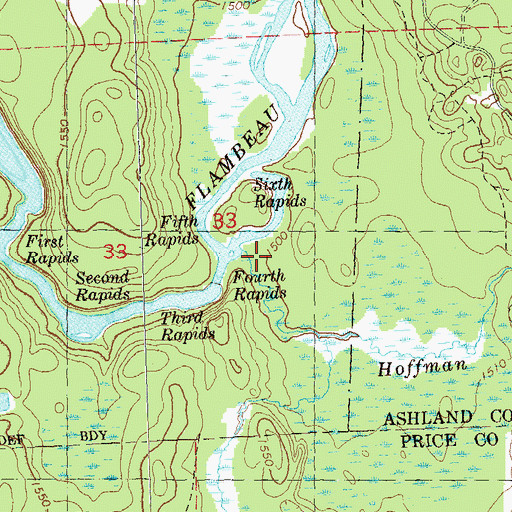 Topographic Map of Hoffman Creek, WI