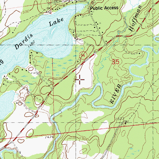 Topographic Map of Hoffman Creek, WI