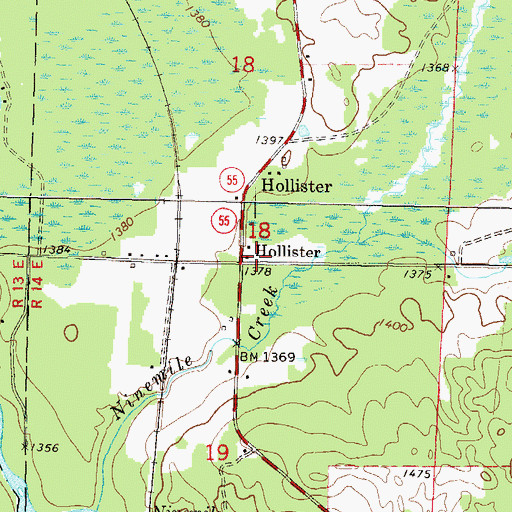 Topographic Map of Hollister, WI