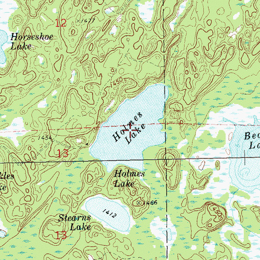 Topographic Map of Holmes Lake, WI