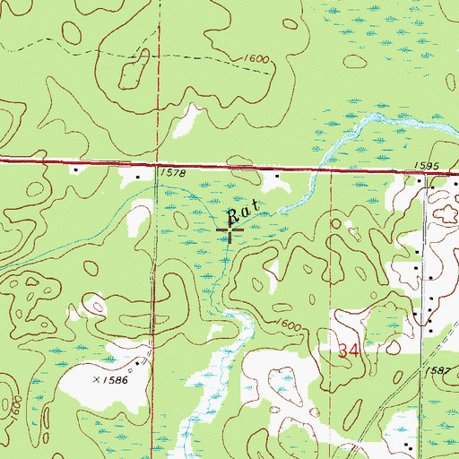 Topographic Map of Honey Creek, WI