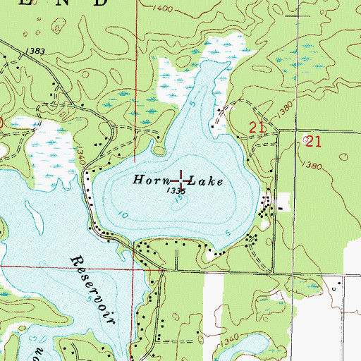 Topographic Map of Horn Lake, WI
