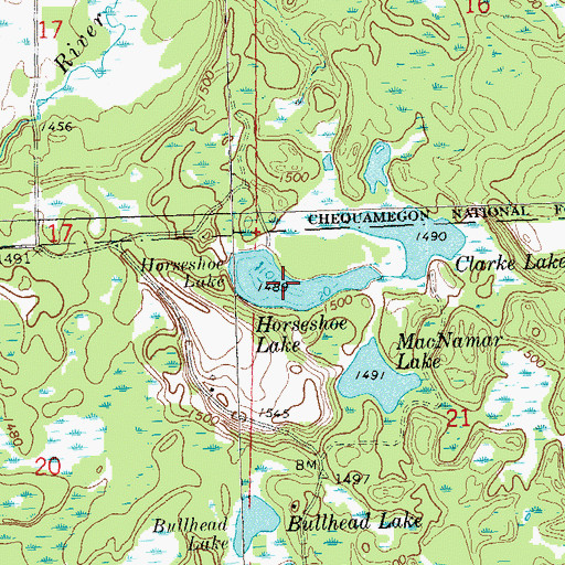Topographic Map of Horseshoe Lake, WI