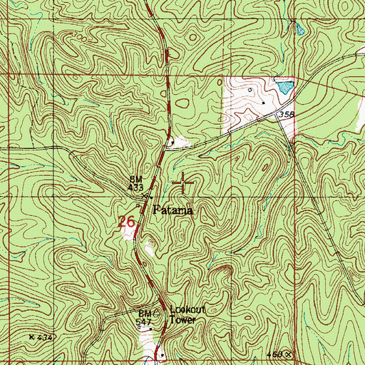 Topographic Map of Fatama, AL