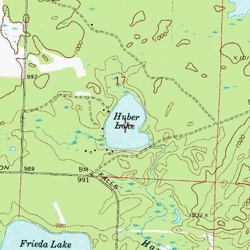 Topographic Map of Huber Lake, WI