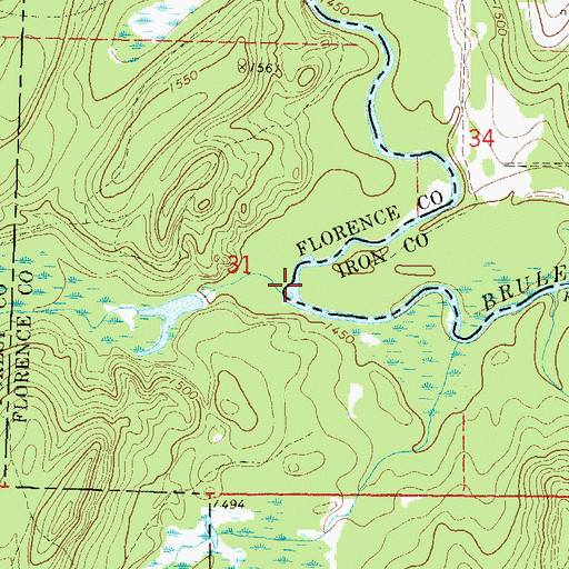 Topographic Map of Huff Creek, WI