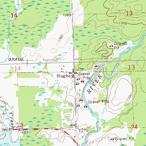 Topographic Map of Hughey, WI