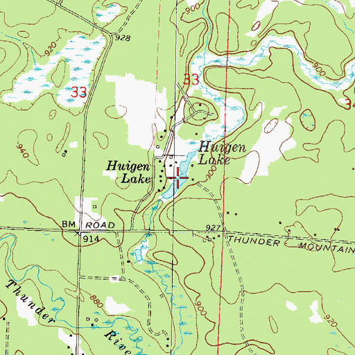 Topographic Map of Huigen Lake, WI