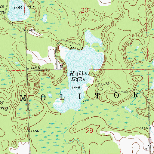 Topographic Map of Hulls Lake, WI