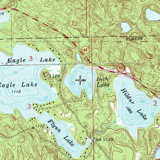 Topographic Map of Inch Lake, WI