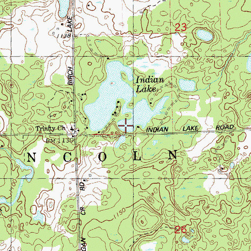 Topographic Map of Indian Lake, WI