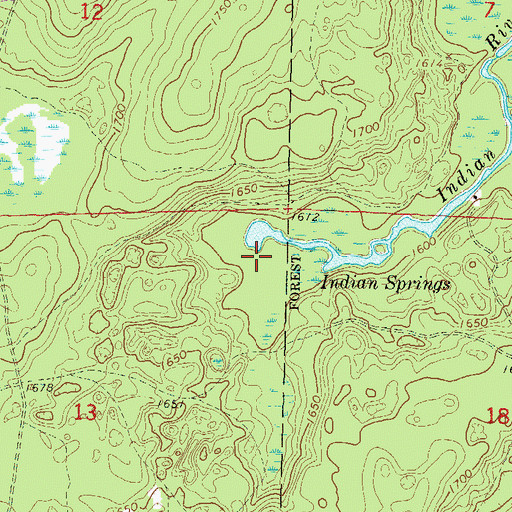 Topographic Map of Indian Springs, WI
