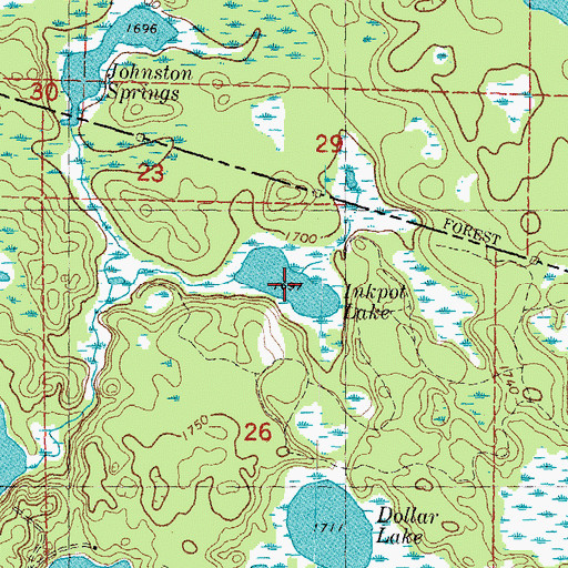 Topographic Map of Inkpot Lake, WI