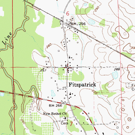 Topographic Map of Fitzpatrick, AL