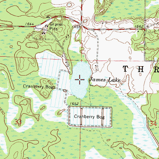 Topographic Map of James Lake, WI