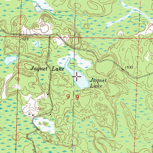 Topographic Map of Jaquet Lake, WI